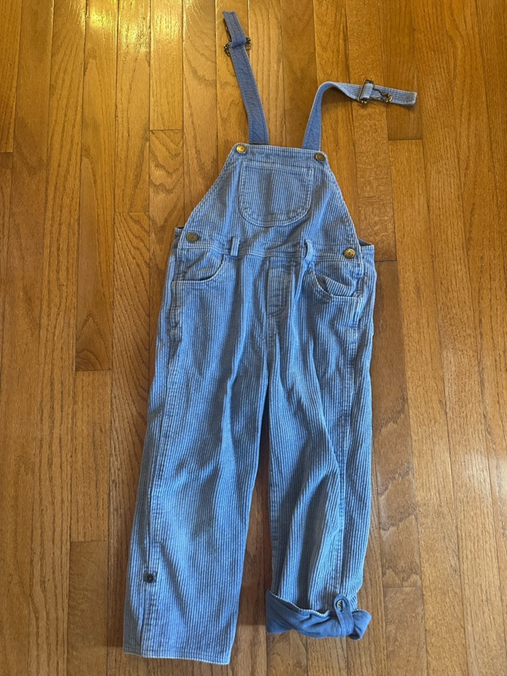 Dotty Dungarees Light Blue chunky Corduroy Kids Overalls size 5/6